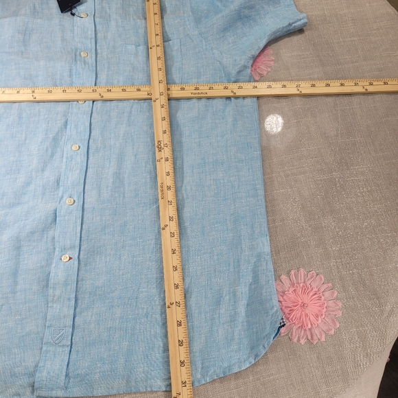 Cremieux 38 Linen Shirt Men’s Large Short Sleeve B - Picture 7 of 8